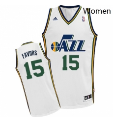 Womens Adidas Utah Jazz 15 Derrick Favors Swingman White Home NBA Jersey