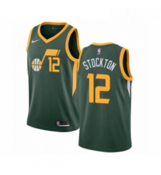 Youth Nike Utah Jazz 12 John Stockton Green Swingman Jersey Earned Edition