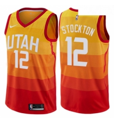 Youth Nike Utah Jazz 12 John Stockton Swingman Orange NBA Jersey City Edition