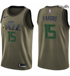 Youth Nike Utah Jazz 15 Derrick Favors Swingman Green Salute to Service NBA Jersey