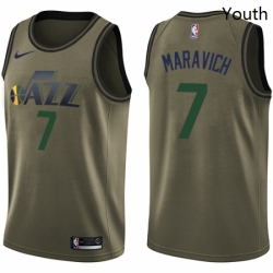 Youth Nike Utah Jazz 7 Pete Maravich Swingman Green Salute to Service NBA Jersey