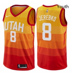 Youth Nike Utah Jazz 8 Jonas Jerebko Swingman Orange NBA Jersey City Edition 