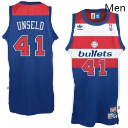 Mens Adidas Washington Wizards 41 Wes Unseld Swingman Bullets Throwback Blue NBA Jersey