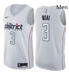 Mens Nike Washington Wizards 3 Bradley Beal Authentic White NBA Jersey City Edition 