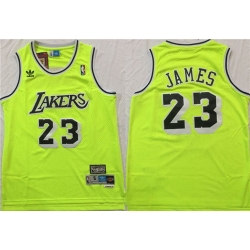 Lakers 23 Lebron James Fluorescent Green Hardwood Classics Mesh Swingman Jersey