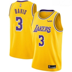 Lakers #3 Anthony Davis Gold Basketball Swingman Icon Edition Jersey