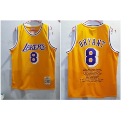 Lakers 8 Kobe Bryant Yellow 1996 97 Hardwood Classics Jersey