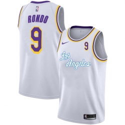 Lakers 9 Rajon Rondo White 2020 2021 New City Edition Nike Swingman Jersey