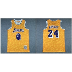 Lakers Bape 24 Kobe Bryant Yellow 1996 97 Hardwood Classics Jersey