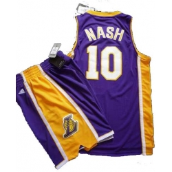 Los Angeles Lakers 10 Steve Nash Purple Revolution 30 Swingman NBA Jersey & Shorts Suit