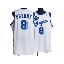 Men Adidas Lakers 8 Kobe Bryant White Throwback NBA Jersey