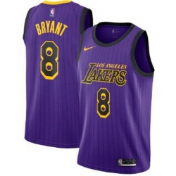 Men Lakers 8 Kobe Bryant Purple strips Nike City Edition Swingman Jersey