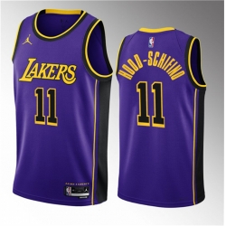 Men Los Angeles Lakers 11 Jalen Hood Schifino Purple 2023 Draft Statement Edition Stitched Basketball Jersey