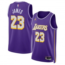 Men Los Angeles Lakers 23 LeBron James Purple 2025 Statement Edition Stitched Basketball Jersey