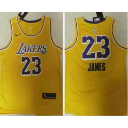 Men Los Angeles Lakers 23 LeBron James Yellow NEW 2021 Nike Swingman Stitched NBA Jersey_ u526F u672C