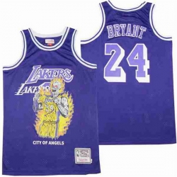 Men Los Angeles Lakers 24 Kobe Bryant skeleton purple Stitched Jerseys