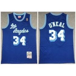 Men Los Angeles Lakers 34 Shaquille O 27Neal Blue 1996 97 Hardwood Classics Mesh Jersey