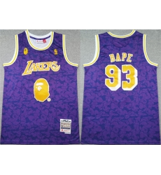 Men Los Angeles Lakers 93 Bape Purple 1996 97 Stitched NBA Jersey