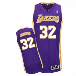 Mens Adidas Los Angeles Lakers 32 Magic Johnson Authentic Purple Road NBA Jersey