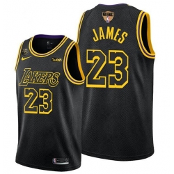 Men's Los Angeles Lakers #23 LeBron James 2020 Western Conference Champions Black Mamba Inspired Stitched NBA Jersey