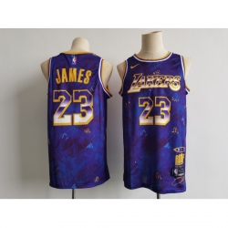 Men's Los Angeles Lakers #23 LeBron James Purple Mvp Rookie Of The Year Select Series Jersey