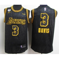 Men's Los Angeles Lakers #3 Anthony Davis 2020 Black City Edition With GiGi Patch Stitched NBA Jersey