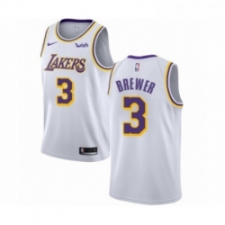 Mens Los Angeles Lakers 3 Corey Brewer Authentic White Basketball Jersey Association Edition 