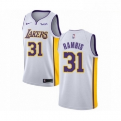 Mens Los Angeles Lakers 31 Kurt Rambis Authentic White Basketball Jersey Association Edition