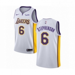 Mens Los Angeles Lakers 6 Lance Stephenson Authentic White Basketball Jersey Association Edition 