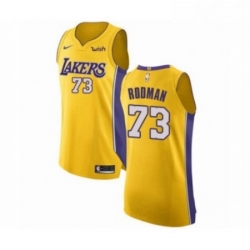 Mens Los Angeles Lakers 73 Dennis Rodman Authentic Gold Home Basketball Jersey Icon Edition