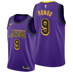 Men's Los Angeles Lakers #9 Rajon Rondo Stitched Purple NBA Jersey