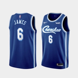 Men's Los Angeles Lakers LeBron James #6 Jersey Blue Crenshaw 2021-22