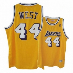 Mens Mitchell and Ness Los Angeles Lakers 44 Jerry West Authentic Gold Throwback NBA Jersey