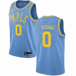 Mens Nike Los Angeles Lakers 0 Kyle Kuzma Swingman Blue Hardwood Classics NBA Jersey 