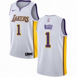 Mens Nike Los Angeles Lakers 1 JaVale McGee Authentic White NBA Jersey Association Edition 