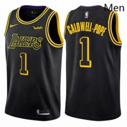 Mens Nike Los Angeles Lakers 1 Kentavious Caldwell Pope Authentic Black City Edition NBA Jersey 