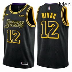 Mens Nike Los Angeles Lakers 12 Vlade Divac Swingman Black City Edition NBA Jersey