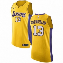 Mens Nike Los Angeles Lakers 13 Wilt Chamberlain Authentic Gold Home NBA Jersey Icon Edition