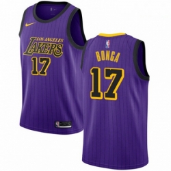 Mens Nike Los Angeles Lakers 17 Isaac Bonga Swingman Purple NBA Jersey City Edition 