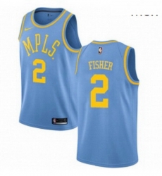 Mens Nike Los Angeles Lakers 2 Derek Fisher Swingman Blue Hardwood Classics NBA Jersey 