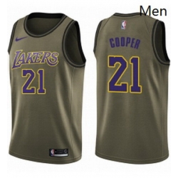 Mens Nike Los Angeles Lakers 21 Michael Cooper Swingman Green Salute to Service NBA Jersey