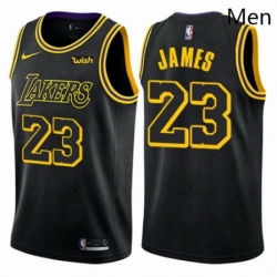 Mens Nike Los Angeles Lakers 23 LeBron James Authentic Black City Edition NBA Jersey 