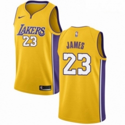 Mens Nike Los Angeles Lakers 23 LeBron James Swingman Gold NBA Jersey Icon Edition 