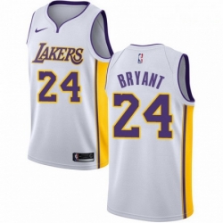 Mens Nike Los Angeles Lakers 24 Kobe Bryant Authentic White NBA Jersey Association Edition