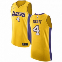 Mens Nike Los Angeles Lakers 4 Byron Scott Authentic Gold Home NBA Jersey Icon Edition