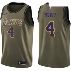 Mens Nike Los Angeles Lakers 4 Byron Scott Swingman Green Salute to Service NBA Jersey