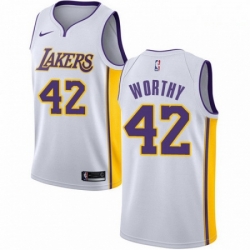 Mens Nike Los Angeles Lakers 42 James Worthy Swingman White NBA Jersey Association Edition