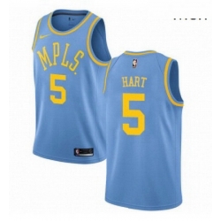 Mens Nike Los Angeles Lakers 5 Josh Hart Authentic Blue Hardwood Classics NBA Jersey 