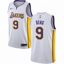 Mens Nike Los Angeles Lakers 9 Luol Deng Authentic White NBA Jersey Association Edition 