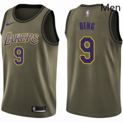 Mens Nike Los Angeles Lakers 9 Luol Deng Swingman Green Salute to Service NBA Jersey 